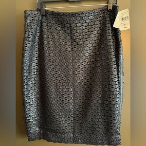 NWT Diane Von Furstenberg Black Textured Clover Lace Pencil Skirt